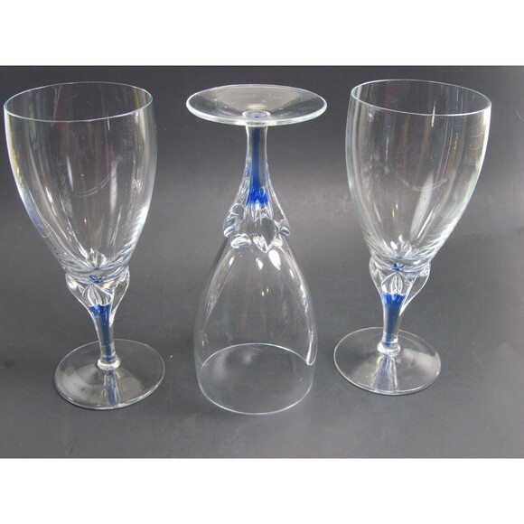 Studio Nova Crystal Large Iced Tea 8" Goblets Blue Core Bundle of 3 - Picture 3 of 8